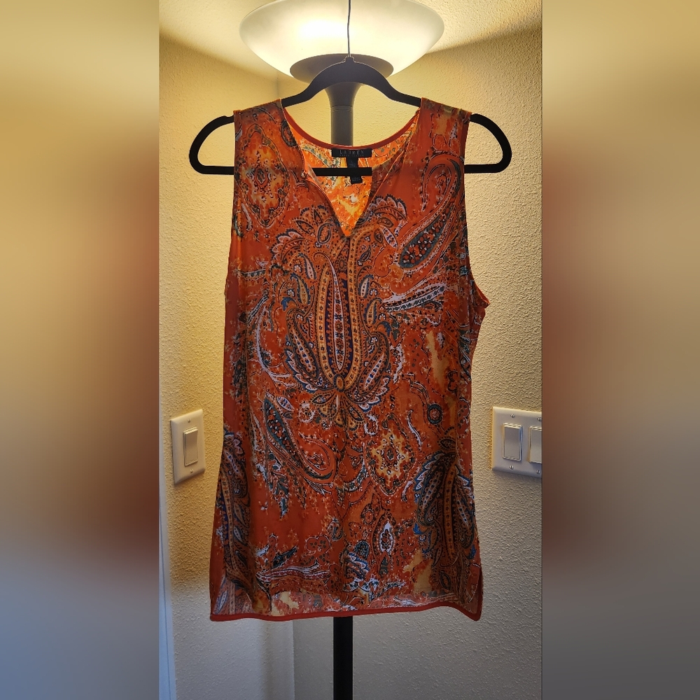 Ralph Lauren sleeveless shirt multi coral colored